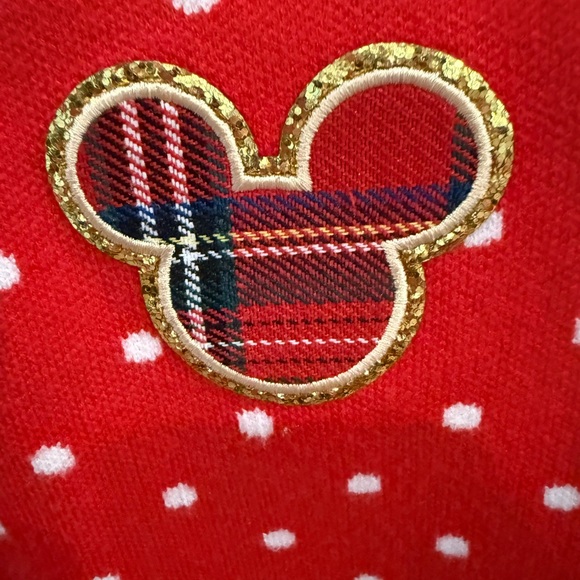 Red polka dot cardigan size small with Disney iron on patch new condition - Picture 3 of 5